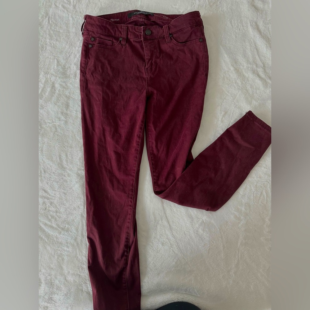 Maroon red ankle skinny pants